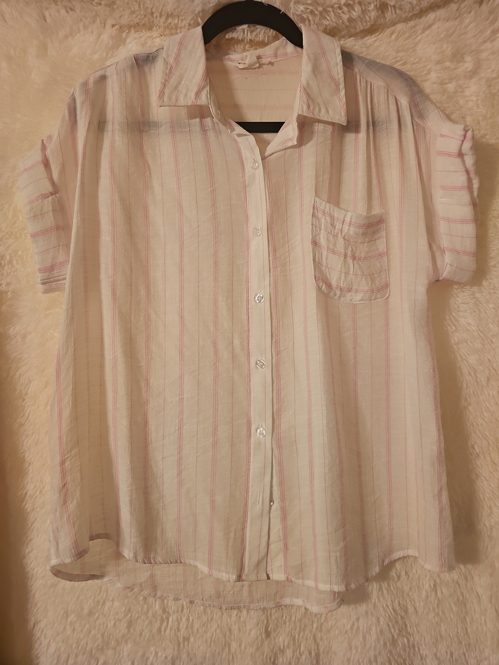 Blu Pepper White And Light Pink Striped Button-Up Shirt